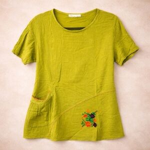 Vintage Tiebetan Arts Boho Relaxed Blouse Size Medium